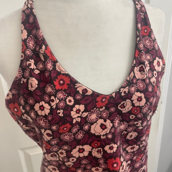 Patagonia Floral Tank Top V Neck With Bra Burgundy/Pink Size L - Picture 2 of 13